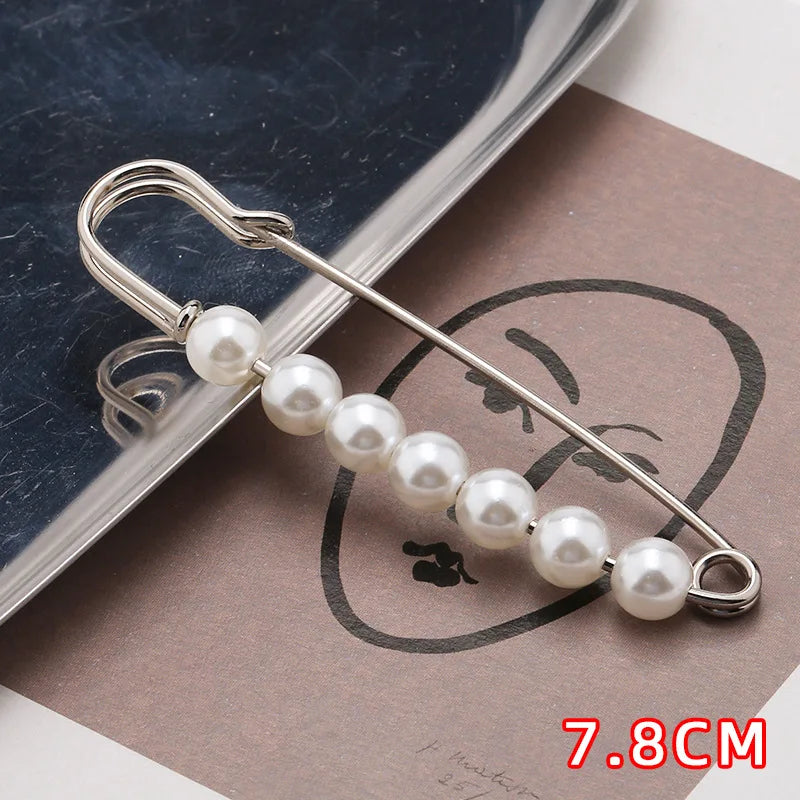 4/1PCS Heavy Duty Safety Pins Pearl Embellishment Brooch Pin Decorative Sweater Clips Safety Pins for Brooches Decorative Crafts | Color:7