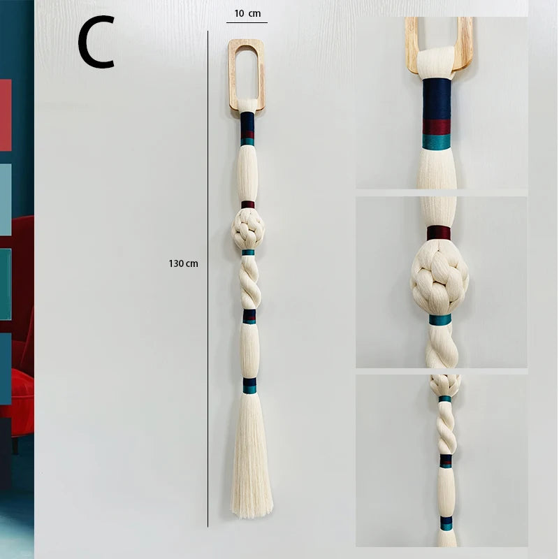 Boho Chic Art Decor Rope Knot Thick Polyester Luxury Woven Wall Hanging Decor For Wedding Or Living Room | Color:C-10x130cm