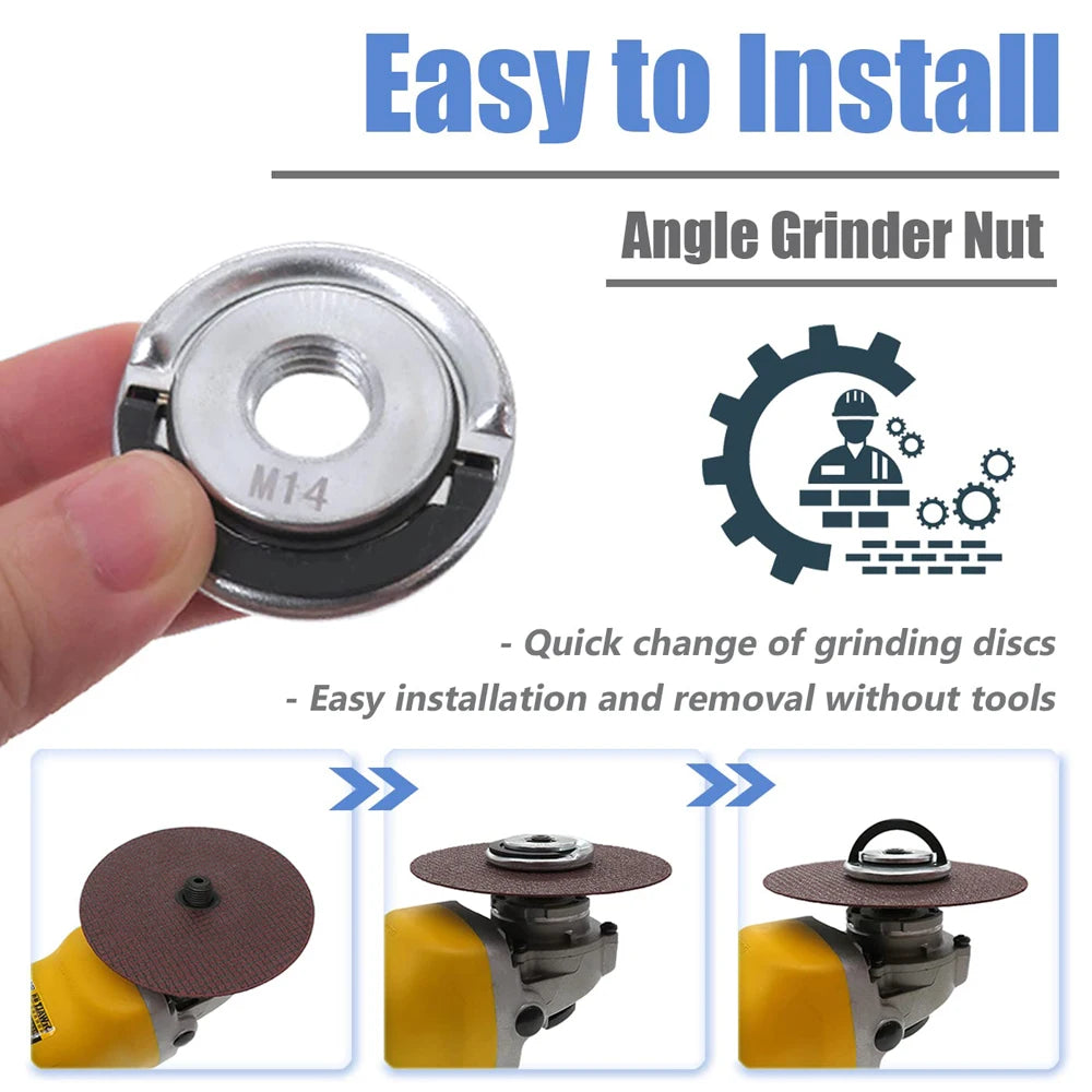 M14 Angle Grinder Quick Release Self-Locking Grinder Pressing Plate Flange Nut Power Chuck for Replacement/Fixing Cutting Discs | 4