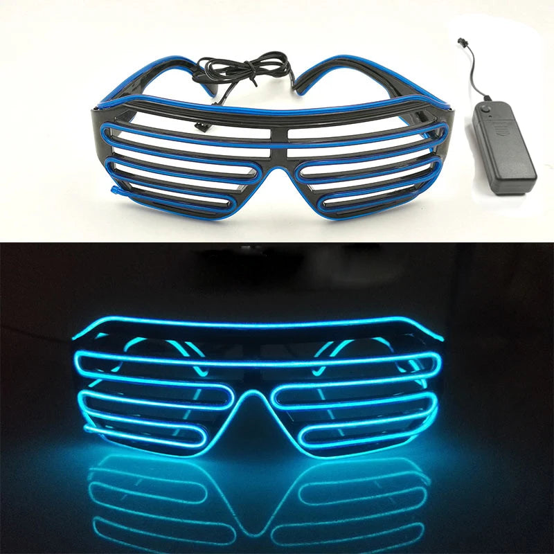 Fashion Luminous Decorative Glasses Neon Light Decoration LED Sunglasses For Nightclub DJ Dance Music Rave Costume Night | Lenses Color:Type 14