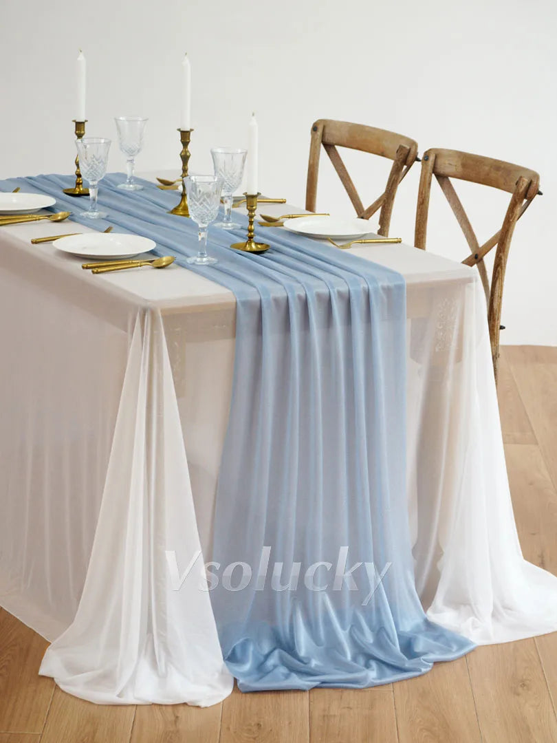 Table Runner Luxury Sheer for Wedding Rustic Boho Party Bridal Shower Birthday Christmas Decorations | Color:Dust Blue