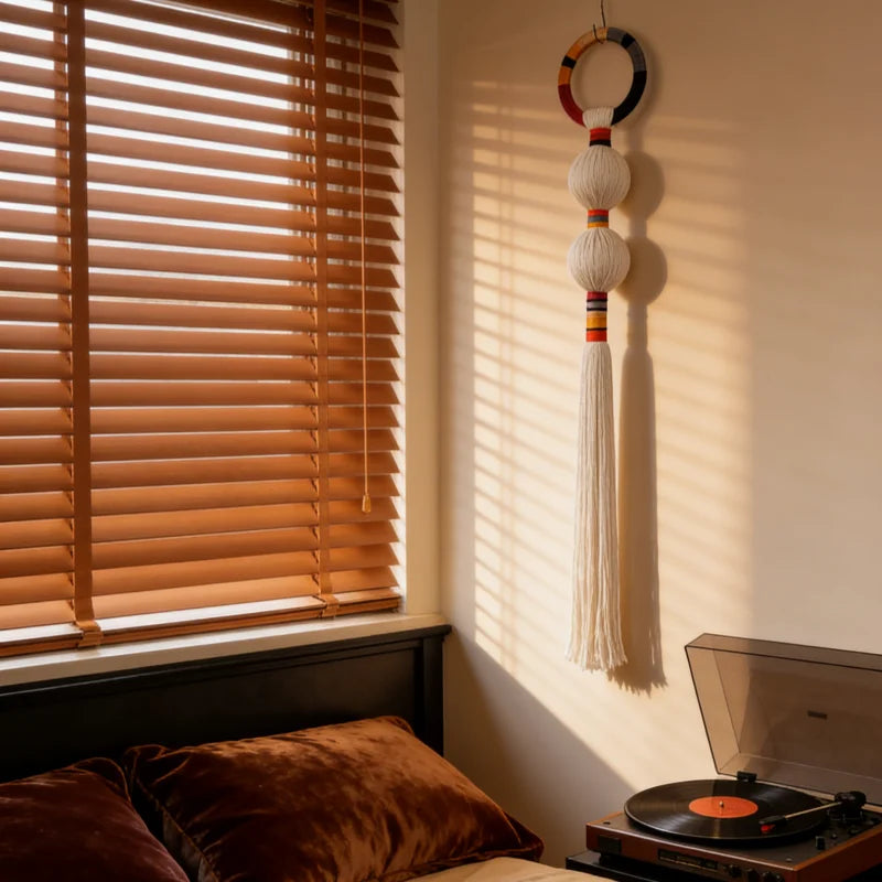 Boho Macrame Spherical Ball Hanging Decor Handwoven Unique Wall Sculpture Modern Organic Art for Living Room Bedroom Home Decor | 1