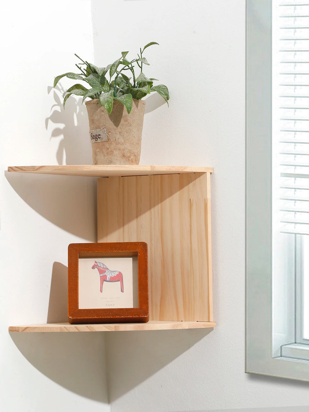 Wooden Corner Shelf Two-Layer Burlywood Shelf Boho Home Decoration Floating Wall Organizer Room Decors Aesthetic Wall Decor Gift | 5