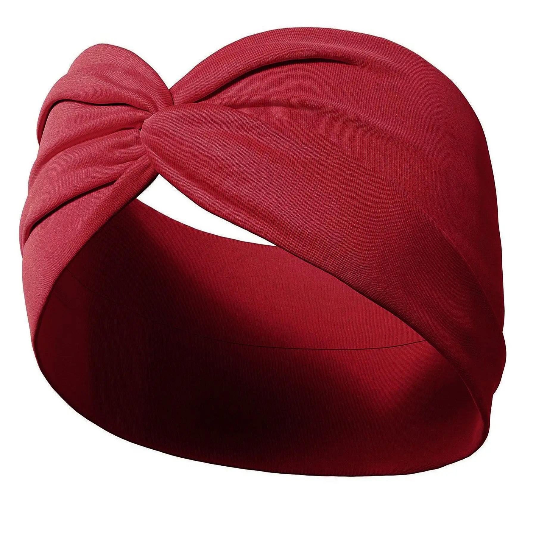 Yoga Headbands For Women's Hair Wide Thick Stretchy Boho African Turban Knotted Leopard Head Bands | Color:wine red