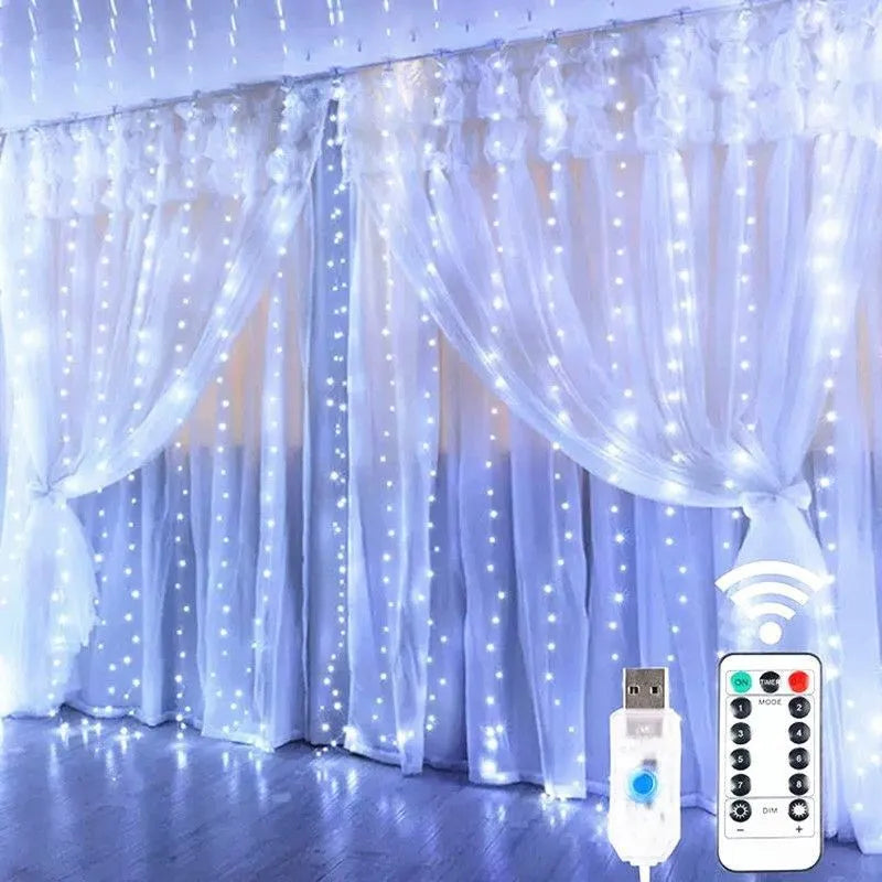 Christmas Lights LED Fairy String Curtain Lights 8 Mode Remote USB Festoon Christmas Decor For Home Holiday New Year Lamp | 2