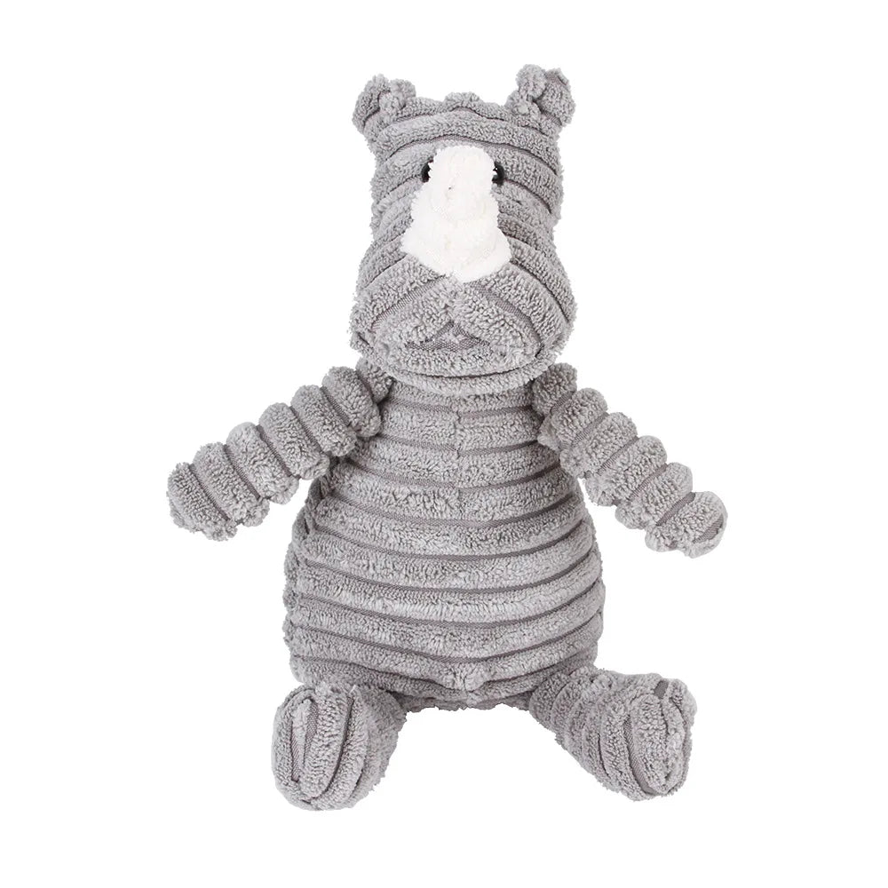 Pet Dog Molar Toy Vent Training Corduroy Monkey Pig Voice Plush Toy Dog Tooth Cleaning Supplie Dog Toys for Large Dogs | Color:Rhino