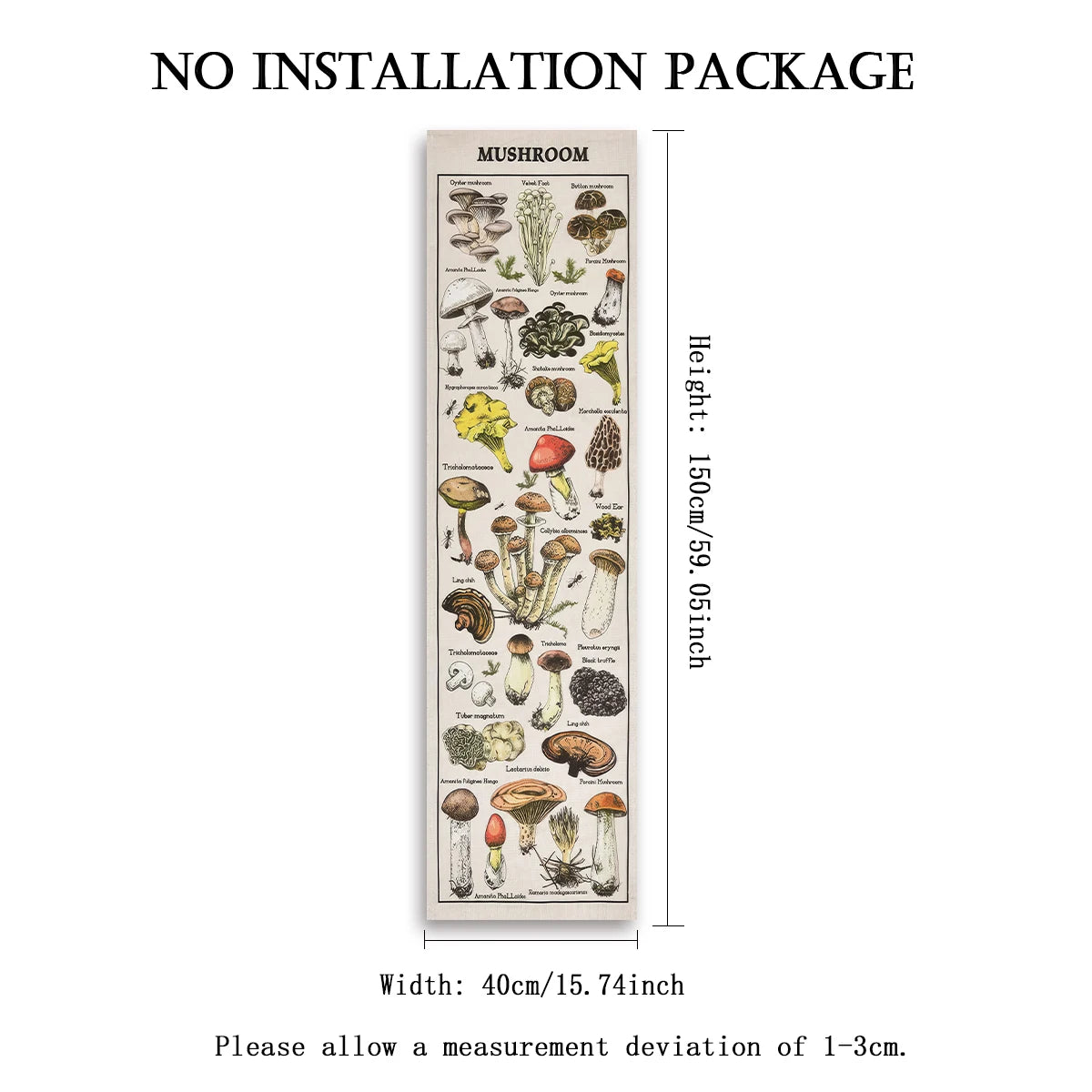 Floral & Plants Chart Vertical Tapestry Mushrooms Wall Hanging Reference llustrative Botanical Art Tapestry Flowers Home Decor | Color:GHYX(250)