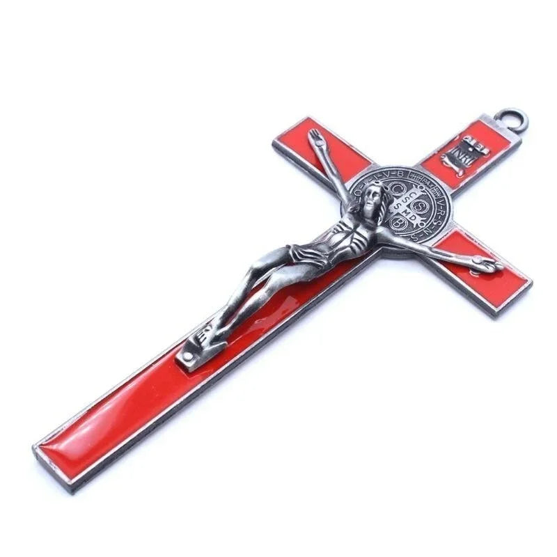 1Pc Church Relics Jesus on The Stand Cross Wall Crucifix Antique Home Chapel Decor | Color:red