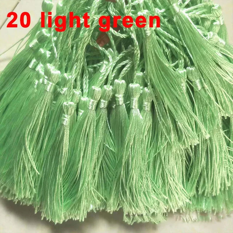 100pcs/lot 13cm Tassel Silk Fringe Silky Floss Bookmark Tassels Mini Tassels For DIY Craft Jewelry Making Souvenir Bookmarks | Color:20 LightGreen