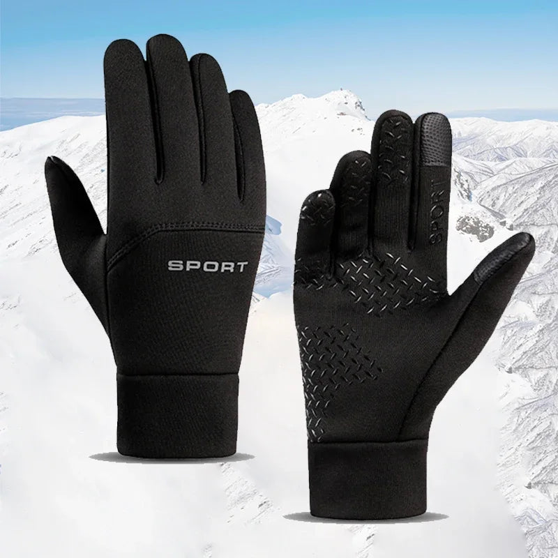 Winter Warm Gloves Touch Screen Windproof Cold-proof Cycling Gloves, Men's Women's Running, Hiking Skiing Gloves | Color:Black