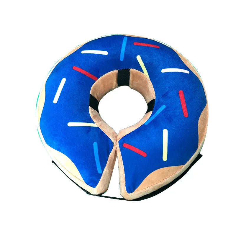 Dog Inflatable Cone Collar Adjustable Washable Post-Surgery Recovery Sweet Donuts for Large Medium Dogs Cats Protective Collar | Color:B