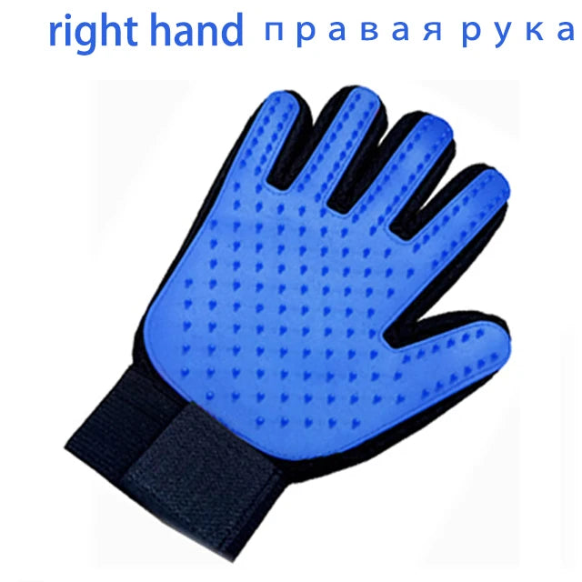 DualPet Pet Grooming Glove for Dog Cats Glove Pet Hair Deshedding Brush Comb Glove Pet Dog Cleaning Massage Glove Accessories | Color:Right Blue