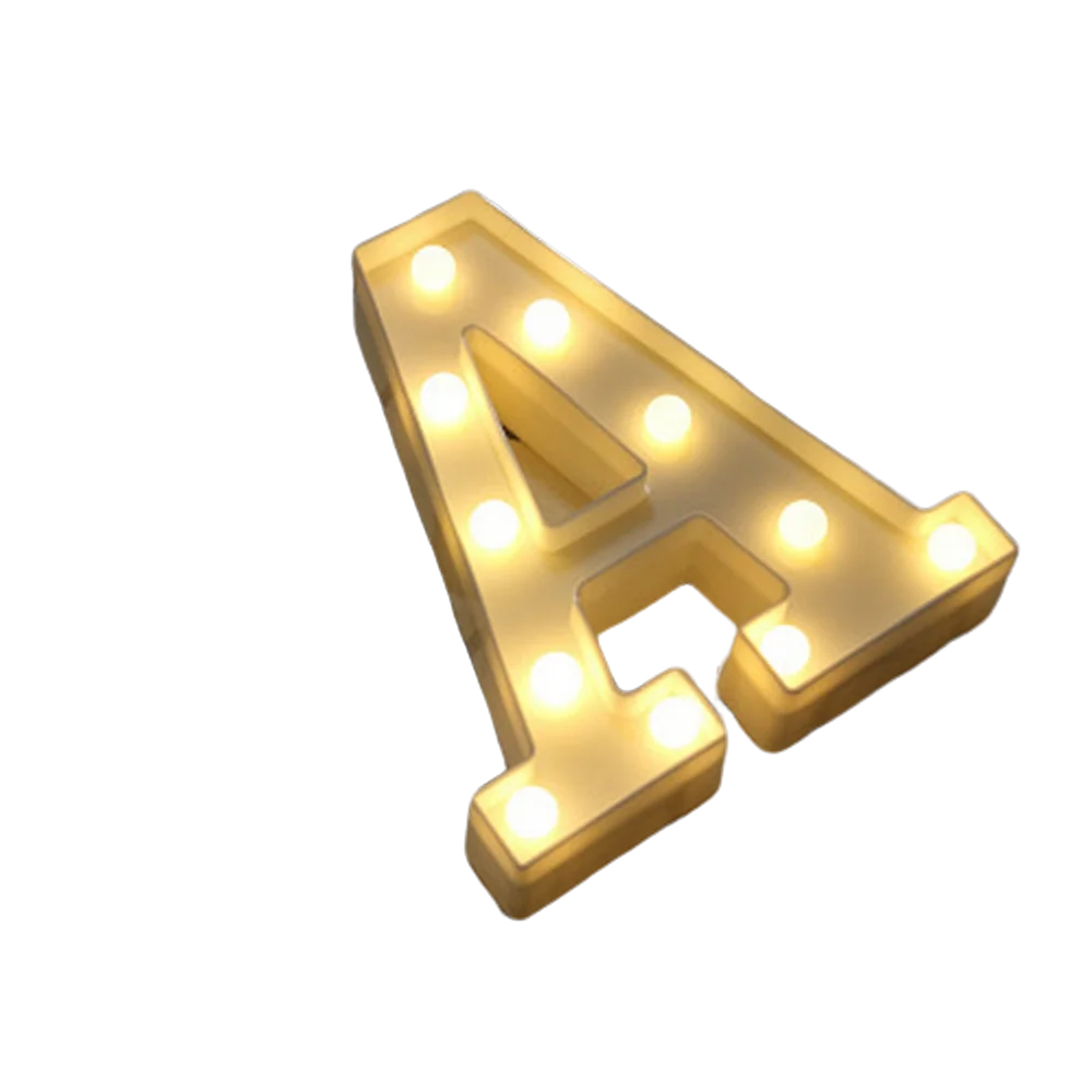 Luminous Number Lamp Alphabet Letter LED Lights Birthday Valentine's Day Wedding Party Decor 0-9 Digital A-Z Letters Night Light | Color:A