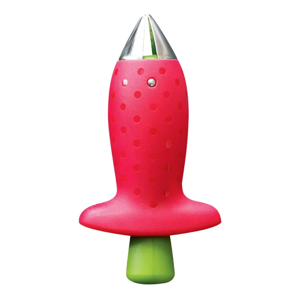 Strawberry Slicer Cutter Strawberry Corer Strawberry Huller Fruit Leaf Stem Remover Salad Cake Tools Kitchen Gadget Accessories | Color:Red