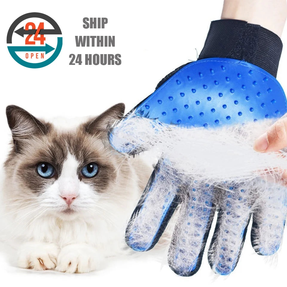 DualPet Pet Grooming Glove for Dog Cats Glove Pet Hair Deshedding Brush Comb Glove Pet Dog Cleaning Massage Glove Accessories | 0