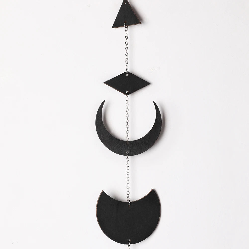 Moon Phase Wall Hanging Black Wooden Wall Decor Moon Garland Art Boho Room Decor Bedroom Office Nursery Garden Decoration Gift | 2