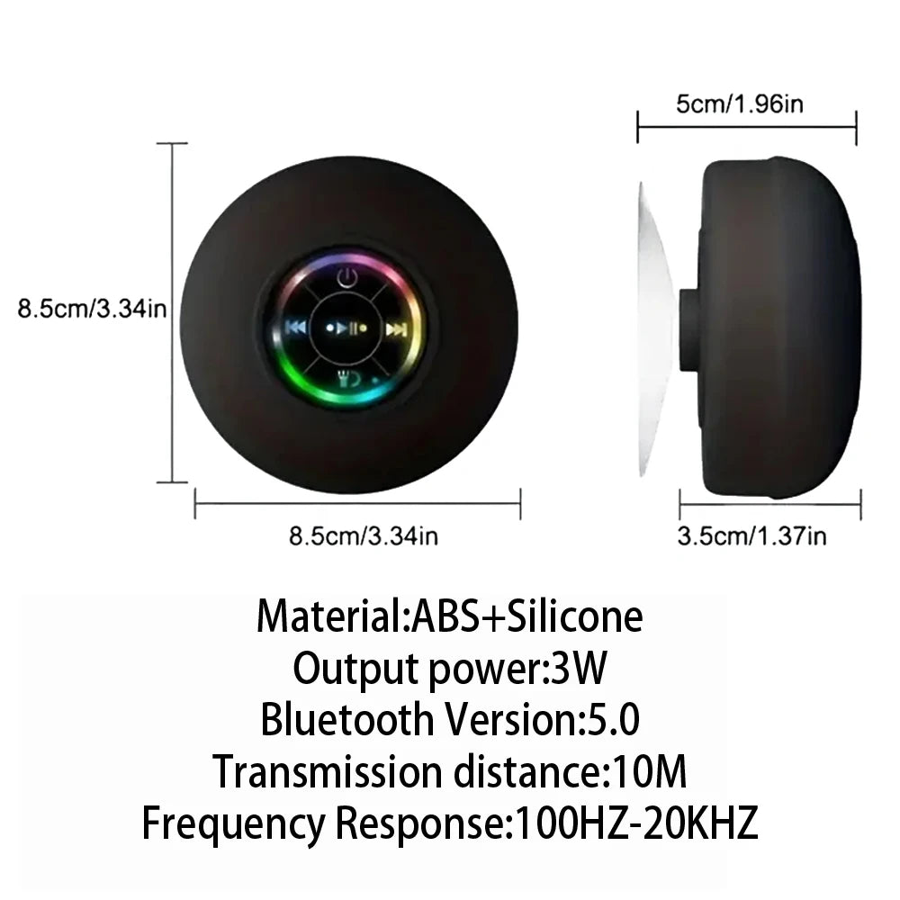 Portable Wireless Bluetooth Speaker LED Light IPX4 Waterproof Loudspeaker Outdoor Bathroom Large Suction Cup Stereo Sound Box | 5