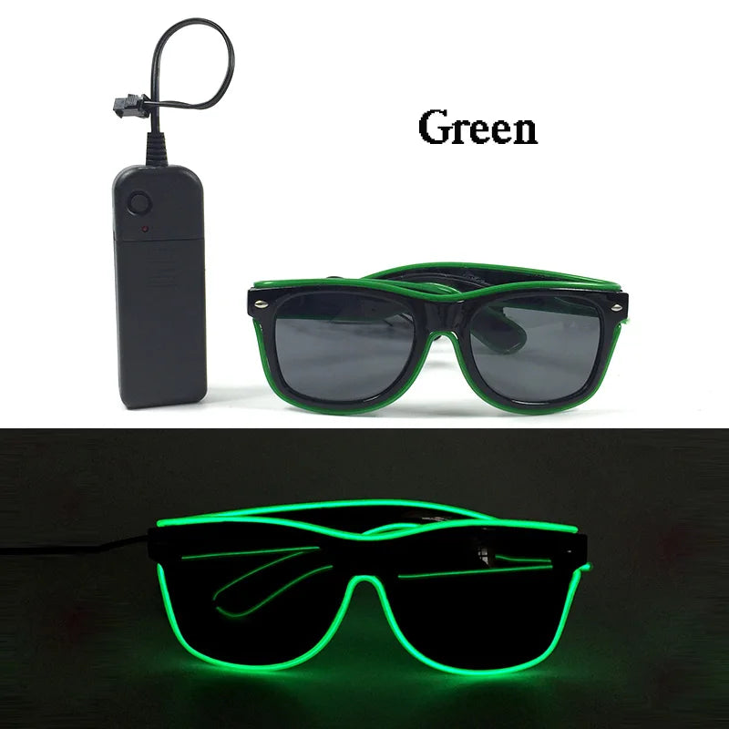 Fashion Luminous Decorative Glasses Neon Light Decoration LED Sunglasses For Nightclub DJ Dance Music Rave Costume Night | Lenses Color:Type 04