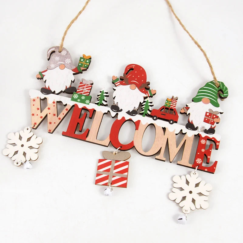 Gnome Santa Claus Wooden Hanging Ornament 2024 Merry Christmas Decoration for Home Door Xmas Tree Pendants Navidad New Year 2025 | 1