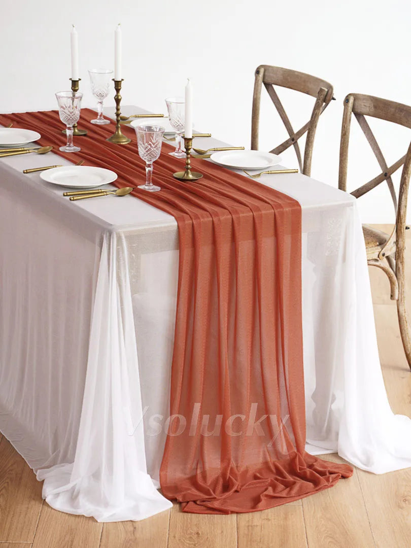 Table Runner Luxury Sheer for Wedding Rustic Boho Party Bridal Shower Birthday Christmas Decorations | Color:Rust