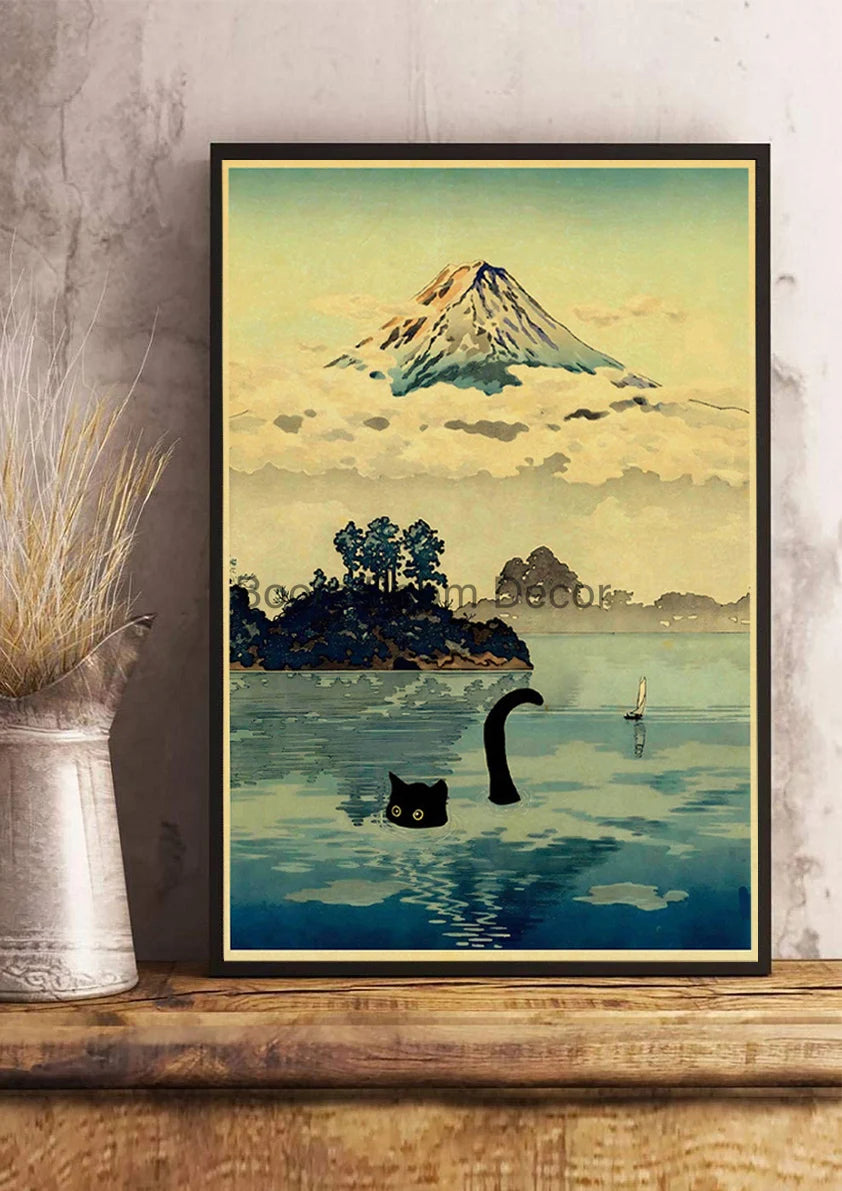 Digital Cats Cute Poster Kraft Paper Prints Modern DIY Funny Cartoon Room Painting Prints Art Picture Posters Living Room Decor | Color:Z123-4