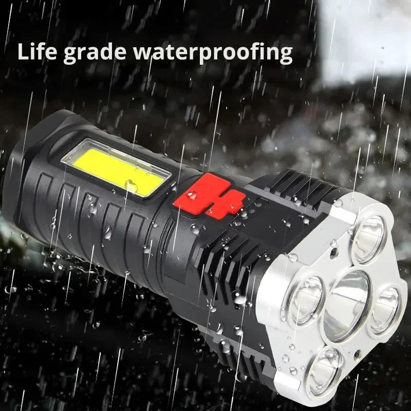 5LED High Power Led Flashlights Rechargeable Camping Spotlight with Side Light 3 Lighting Modes for Camping Adventure Outdoor | 4
