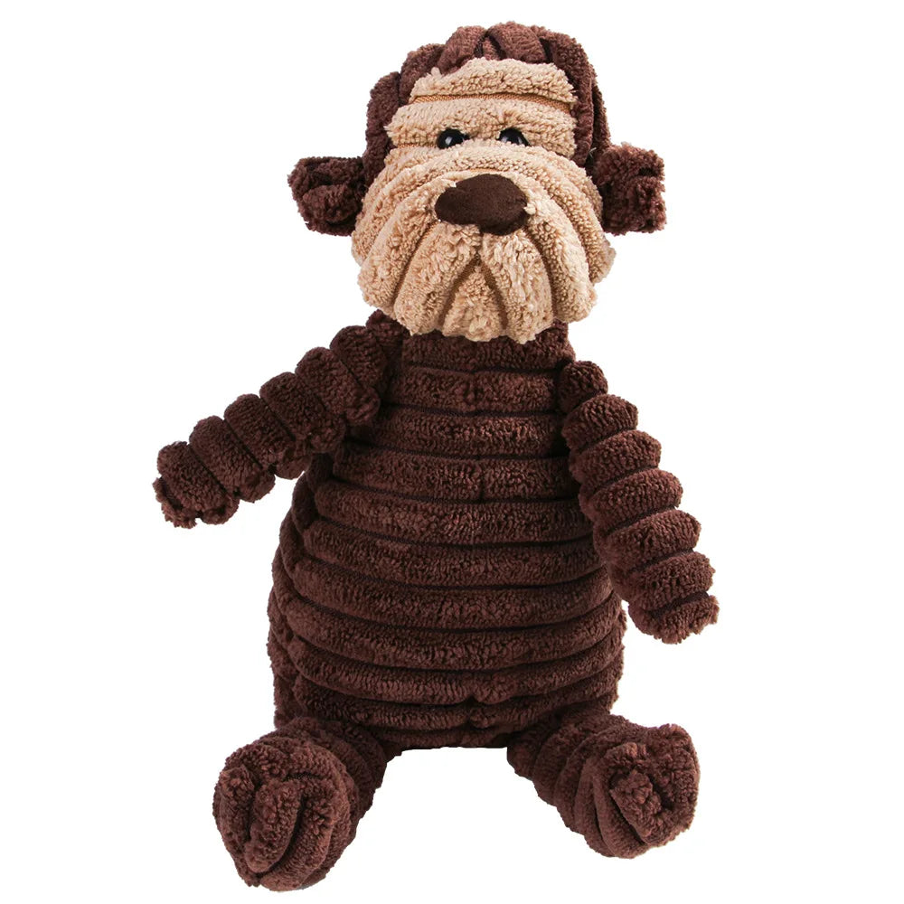 Pet Dog Molar Toy Vent Training Corduroy Monkey Pig Voice Plush Toy Dog Tooth Cleaning Supplie Dog Toys for Large Dogs | Color:monkey