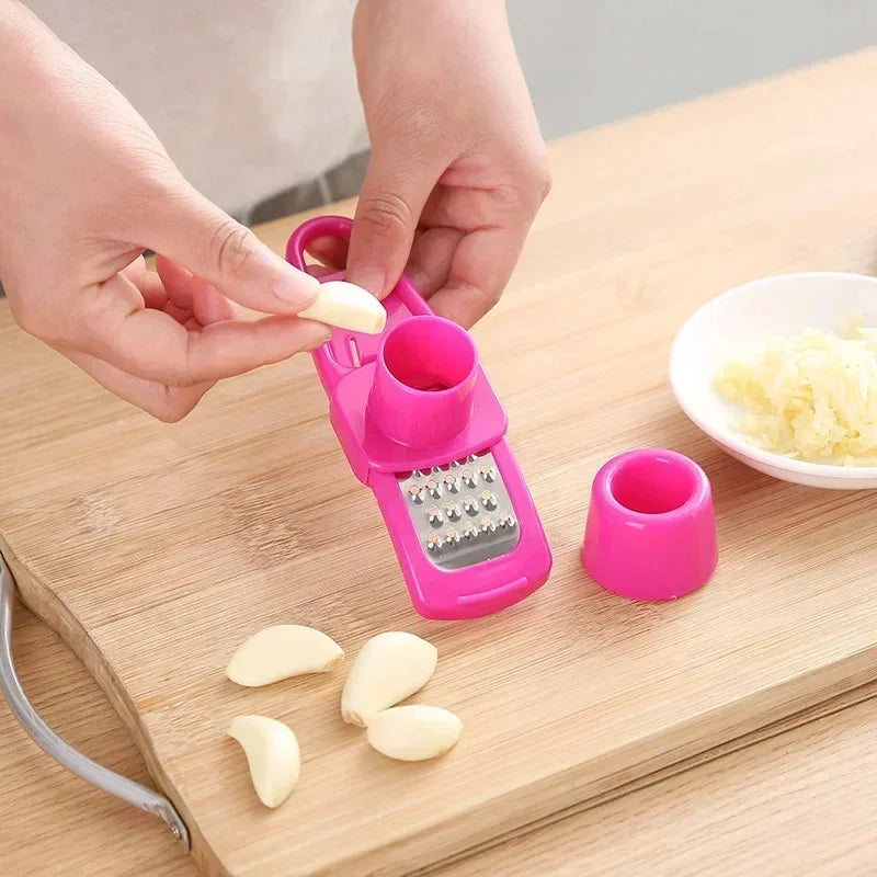 Hot 1 Pack Mini Garlic Grinder Creative Garlic Press Kitchen Garlic Mash Manual Mashing Green Kitchen Gadgets Accessories | Color:pink