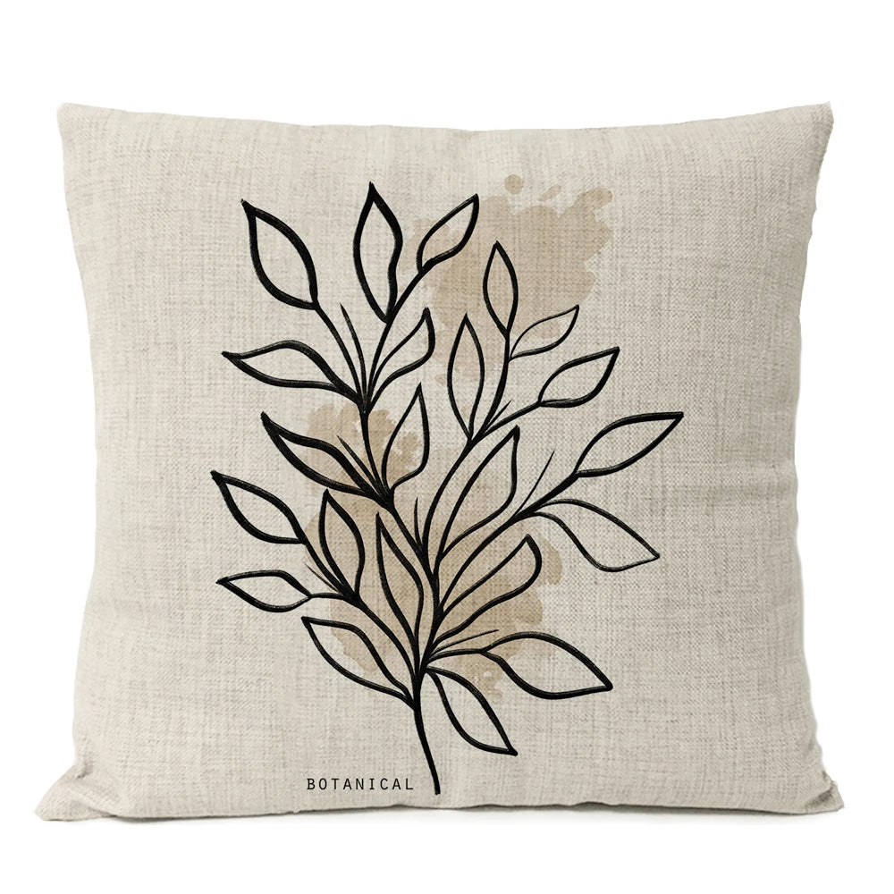 Simple Black Geometric Pillows Boho Leaves Throw Pillow Cover Bohemia Floral Cushion Home Decoration Decorative Sofa Pillow Case | Color:17