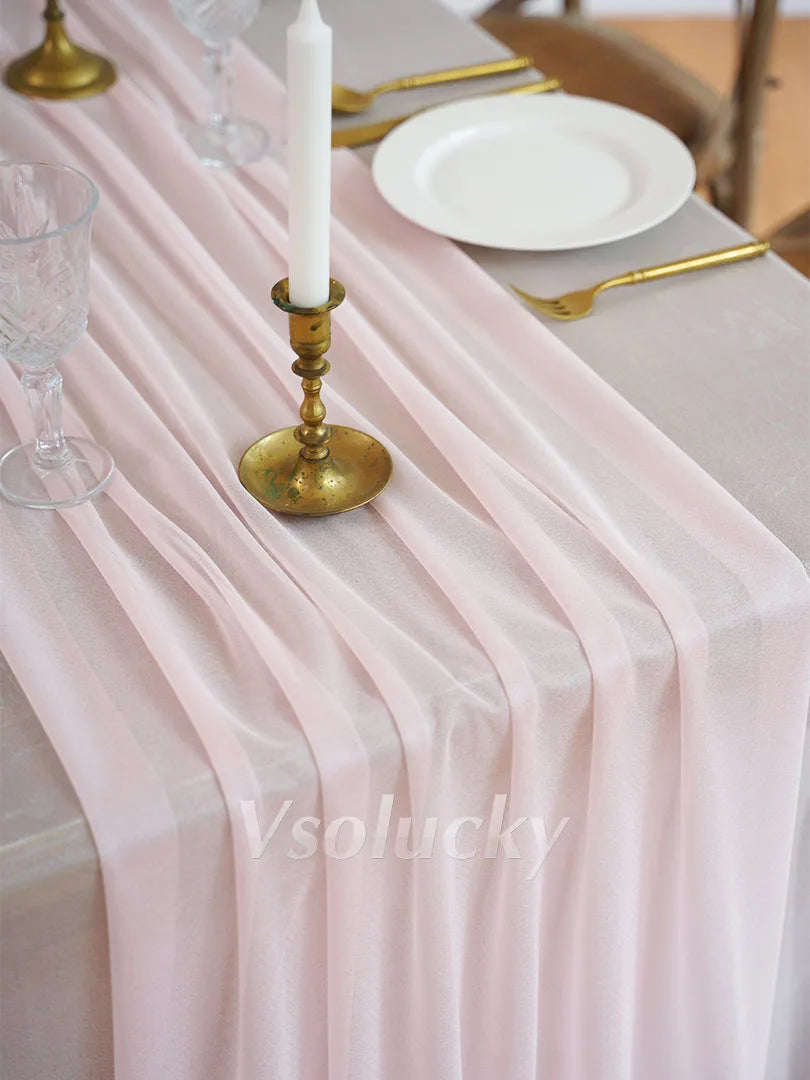 Table Runner Luxury Sheer for Wedding Rustic Boho Party Bridal Shower Birthday Christmas Decorations | Color:Baby Pink