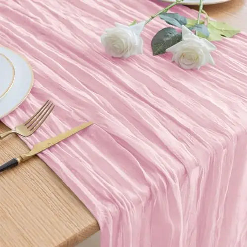 90x300cm Brown Cheesecloth Table Runners Boho Sheer Tablecloth for Wedding Shower Birthday Bridal Party Home Dinning Decoration | Color:Burgundy