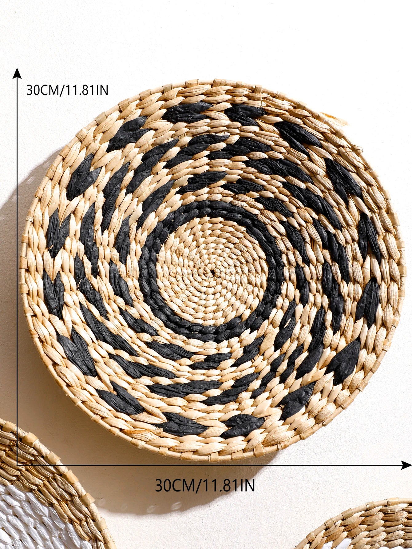 Wall Basket Decor Boho Handmade Seagrass Wall Hanging Decor Natural Basket Wall Art for Kitchen Bedroom Living Room Ornament | 4