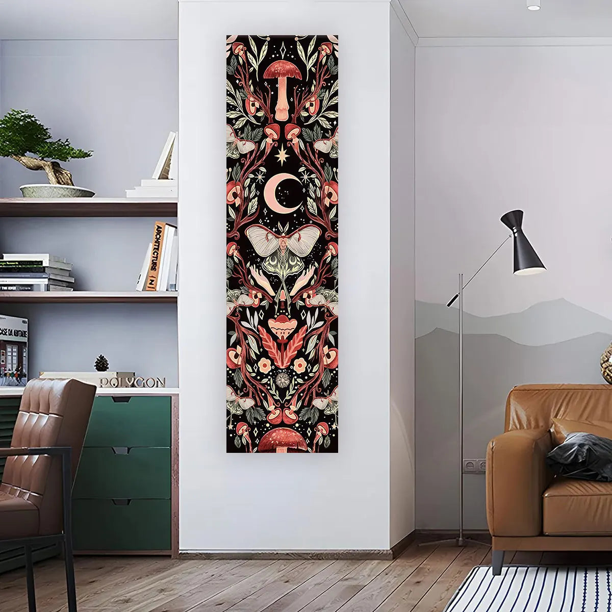 Floral & Plants Chart Vertical Tapestry Mushrooms Wall Hanging Reference llustrative Botanical Art Tapestry Flowers Home Decor | Color:GHYX(311)