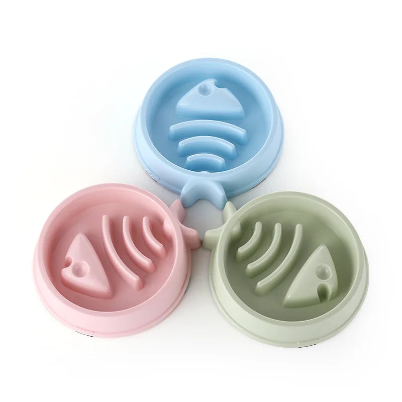 Pet Cat Dog Slow Food Bowl Fat Help Healthy Round Anti-choking Thickened And Non-slip Multiple Colors Shapes | 2