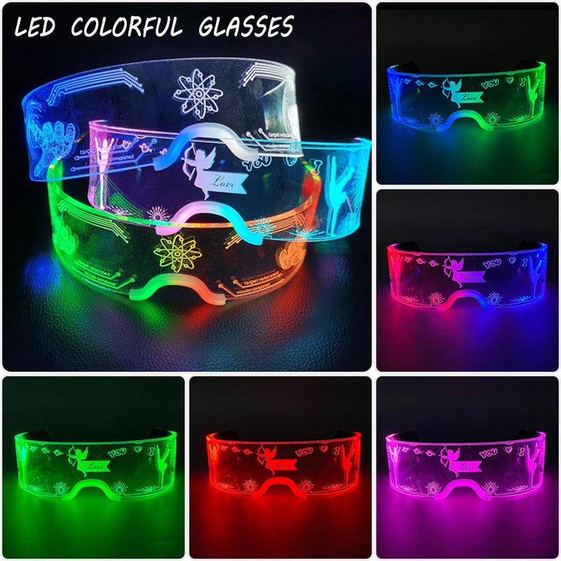 Fashion Luminous Decorative Glasses Neon Light Decoration LED Sunglasses For Nightclub DJ Dance Music Rave Costume Night | 3
