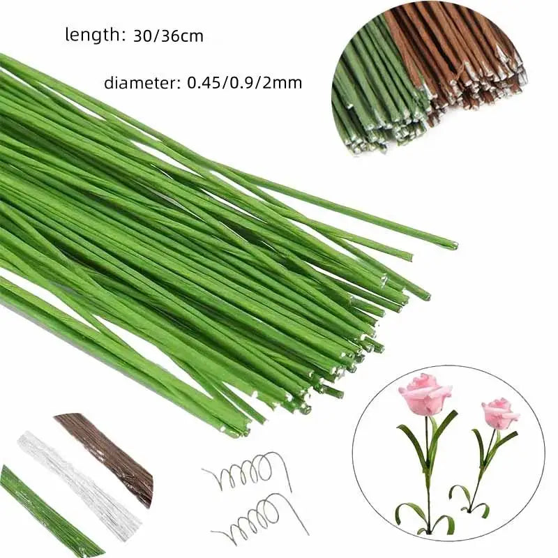 #26 #20 Paper Floral Wire 0.45mm/0.9mm Diameter 36cm 30mm Long Iron Wire Useds For DIY Nylon Stocking Flower Branche Making | 5