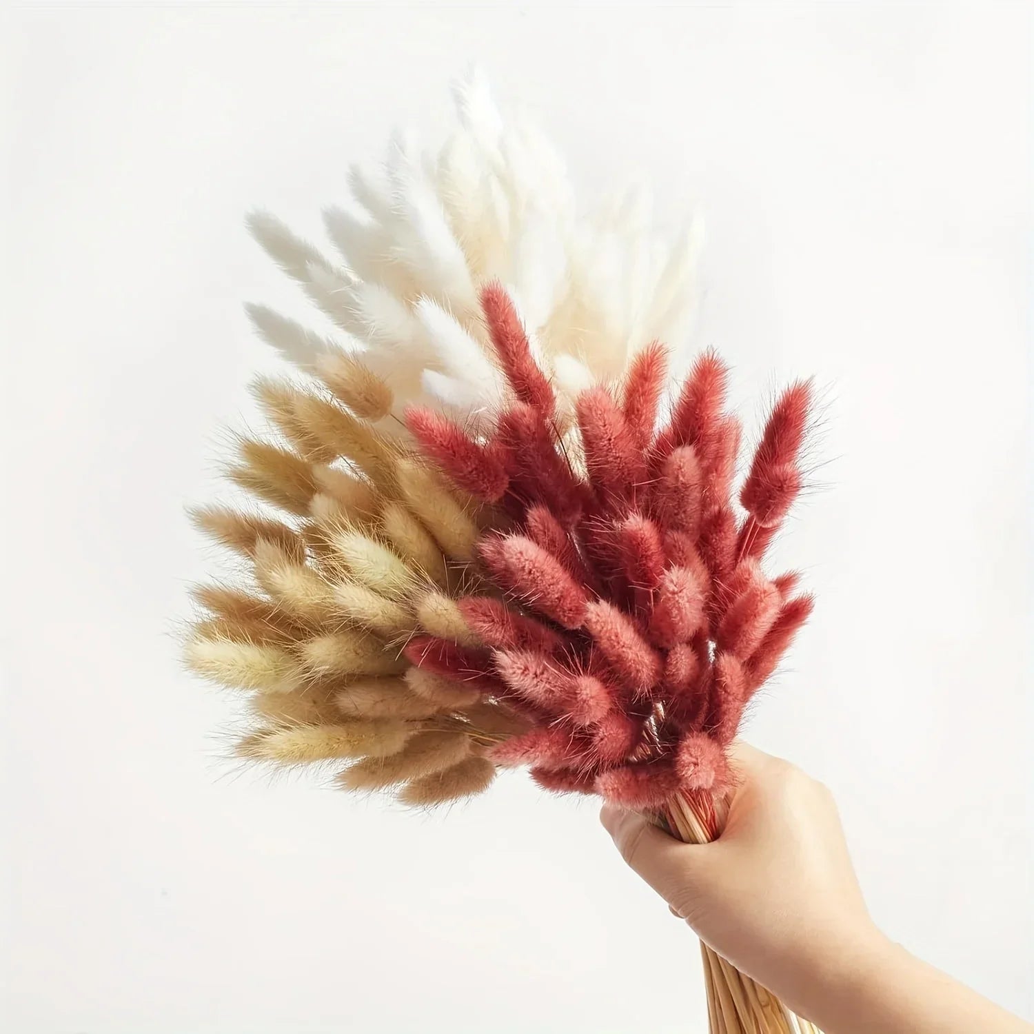 90pcs Boho Autumn Dried Flower Set 3 Colors Mix Colorful Artificial Natural Bunny Tails Grass Bouquets Interior Home Decoration | Color:D