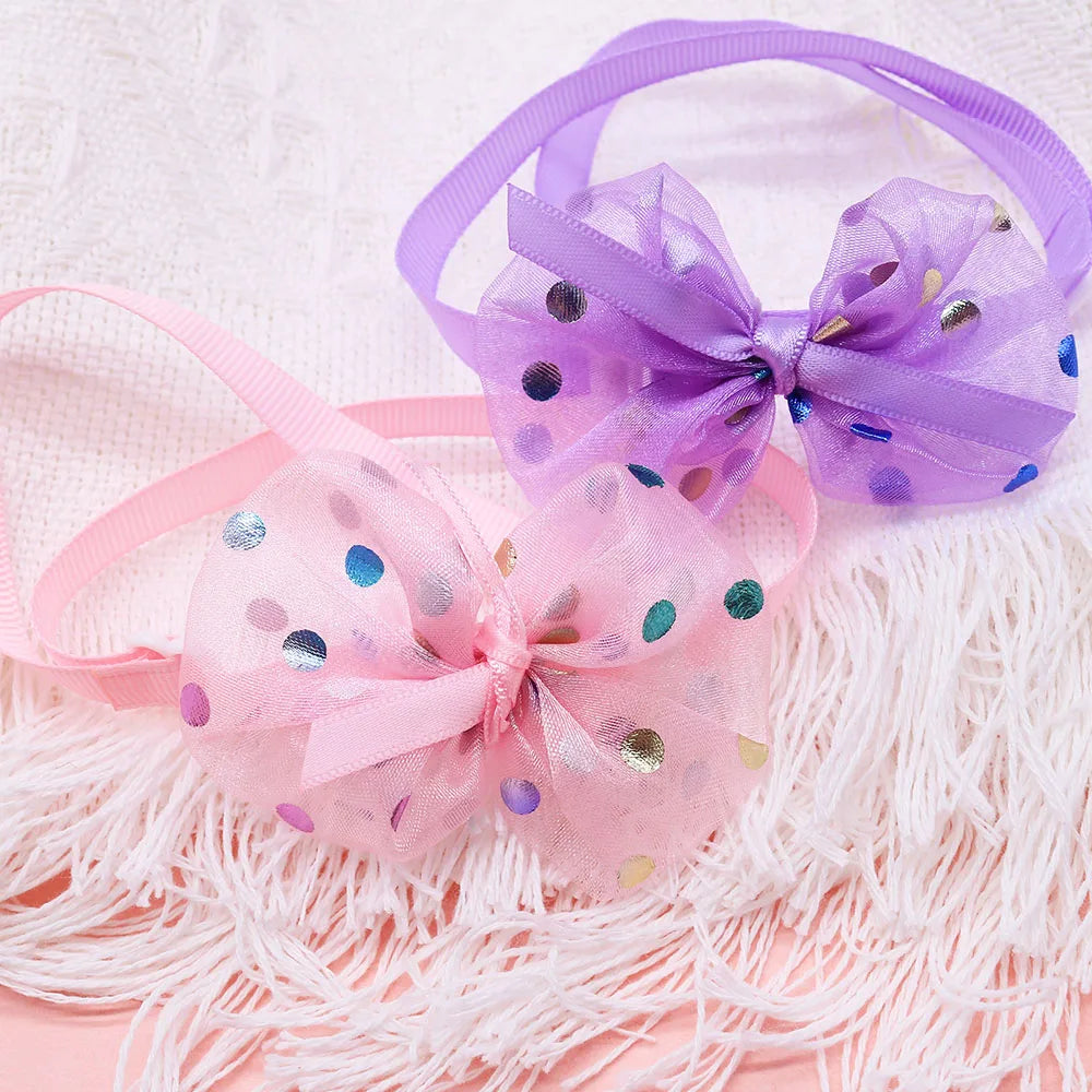 10PCS Adjustable Dog Bow Ties Lace Pet Collars For Dogs Cute Cat Necklaces Puppy Bowties Collar Dog Grooming Accessories | 5