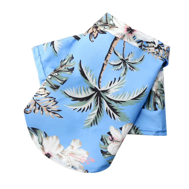 Summer Dog Clothes Coconut Tree Pineapple Flower Print Dog Cat Shirt Short Sleeve Fashion Beach Hawaiian Style Clothes For Pets | Color:Style 8