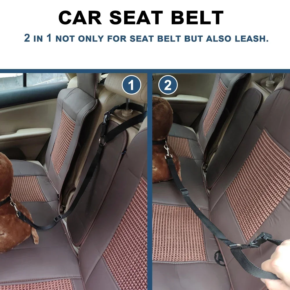 Solid Color Two-in-one Pet Car Seat Belt Nylon Lead Leash Backseat Safety Belt Adjustable Dogs Harness Collar Pet Accessories | 4