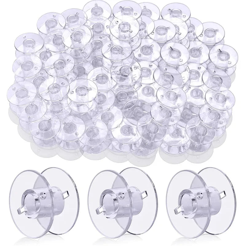 25Pcs Clear Sewing Machine Bobbins Spools Empty Bobbins Spools Plastic Storage Box For Household DIY Sewing Accessories Tools | Color:25Pcs Bobbins