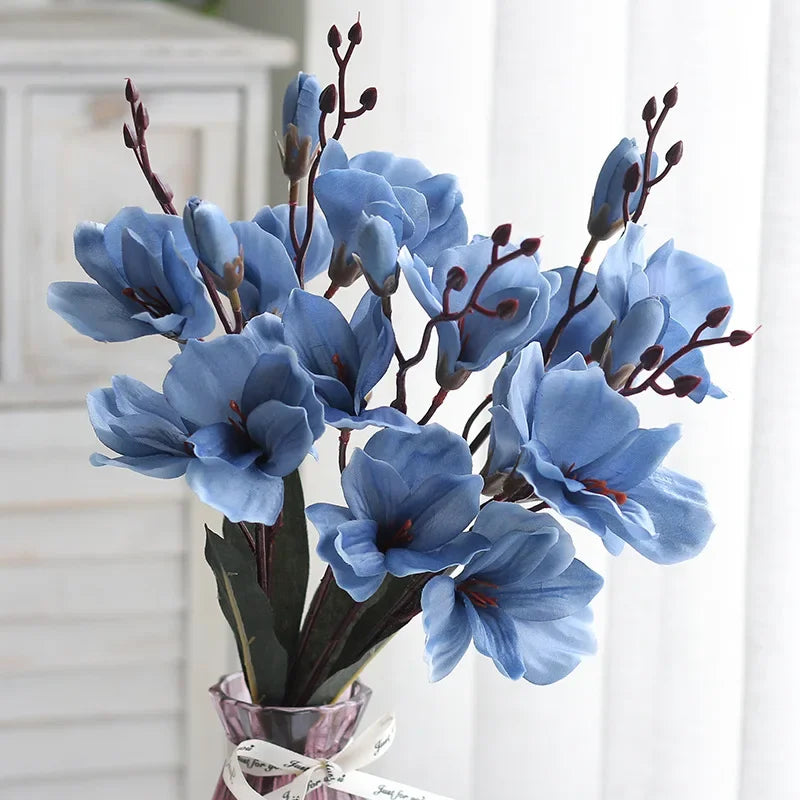 High Quality 5 Forks 20 Head Artificial Magnolia Flower For Home Living Room Table Decoration Bride Wedding Party Flower Bouquet | 1