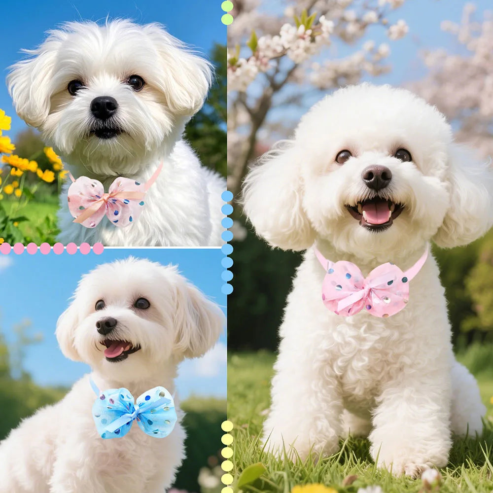 10PCS Adjustable Dog Bow Ties Lace Pet Collars For Dogs Cute Cat Necklaces Puppy Bowties Collar Dog Grooming Accessories | 1