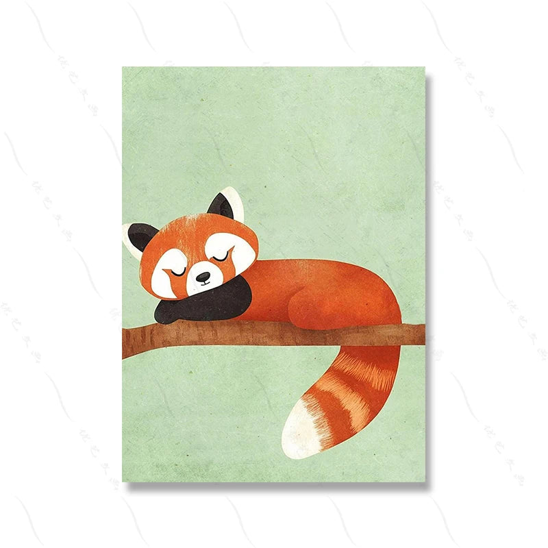 Safari Nursery Decor Poster Jungle Boho Cartoon Cute Wall Art Prints Baby Kids Animal Prints Children's Room Bedroom Decoration | Color:Picture 5