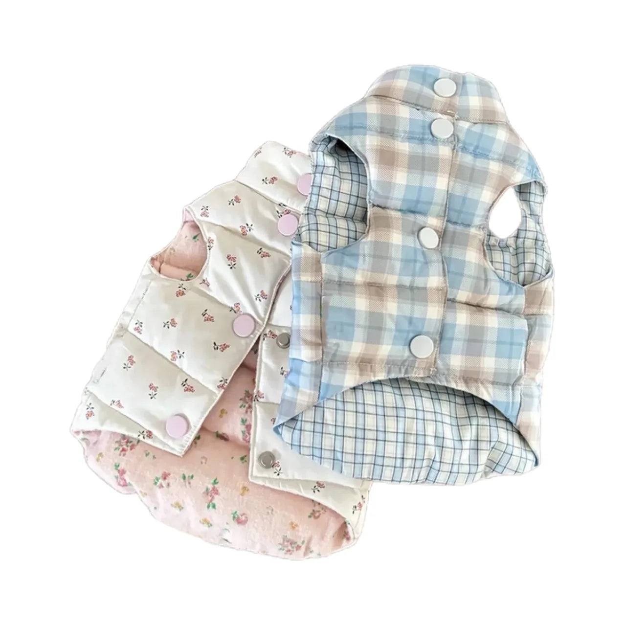 Autumn and Winter Pet Thick Floral Vest Keep Warm Cat Winter Checkered Coat Puppy Clothes Dog Clothes for Small Dogs | 4