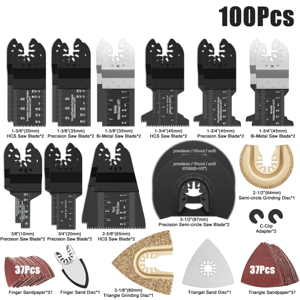 Multifunction Universal Saw Blades Set Oscillating Quick Release For Renovator Woodworking DIY Power Tool 12-108Pcs/Set | Color:100Pc