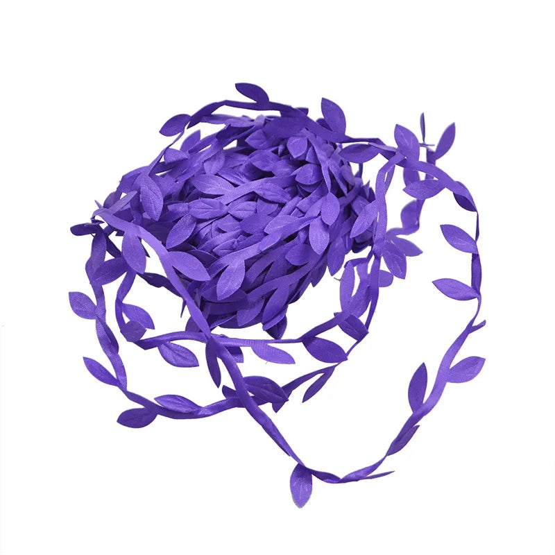 10 Meter Silk Leaf-Shaped Handmake Artificial green Leaves For Wedding Decoration DIY Wreath Gift Scrapbooking Craft Fake Flower | Color:purple