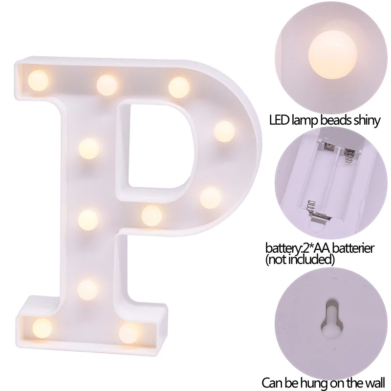 Luminous Number Lamp Alphabet Letter LED Lights Birthday Valentine's Day Wedding Party Decor 0-9 Digital A-Z Letters Night Light | 5