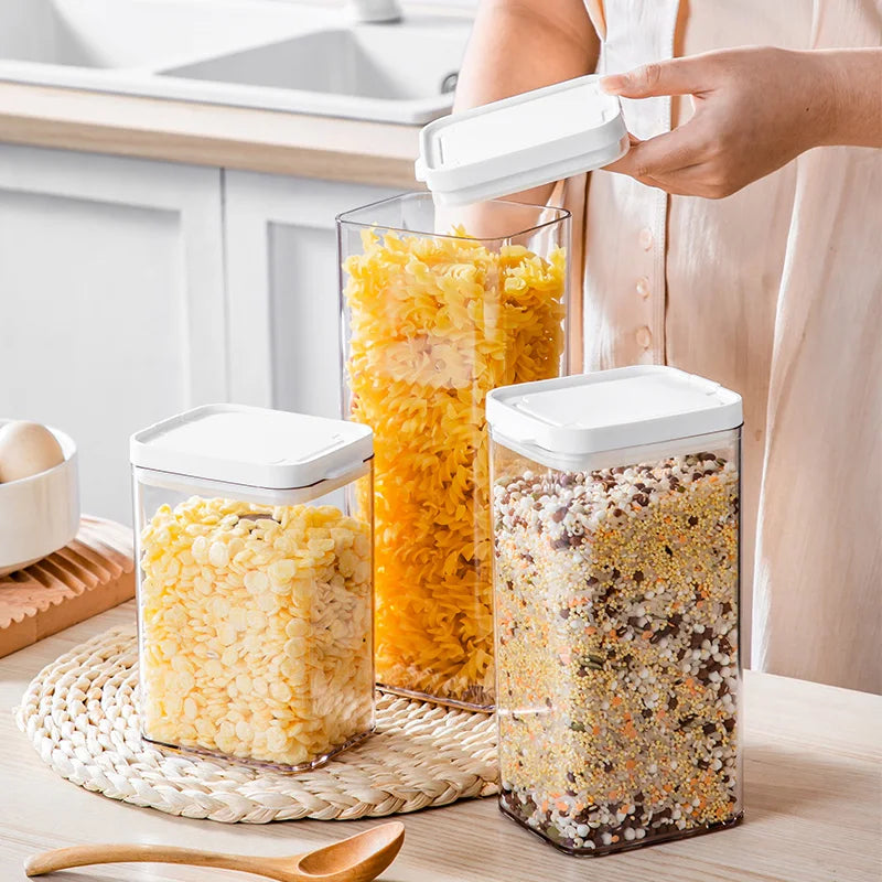 Opening Lid Sealed Jar Transparent Body Food Grade AS Container Kitchen Organizer Tea Coffee Grain Snack Storage Tank | 3