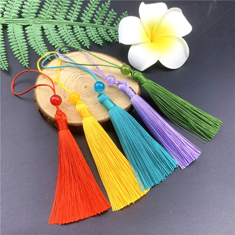 10pcs Tassels For Crafts Silky Tassel Handmade Soft Mini Tassels With Jade Beads for DIY Jewelry Making Bookmarks Crafts Decor | 5